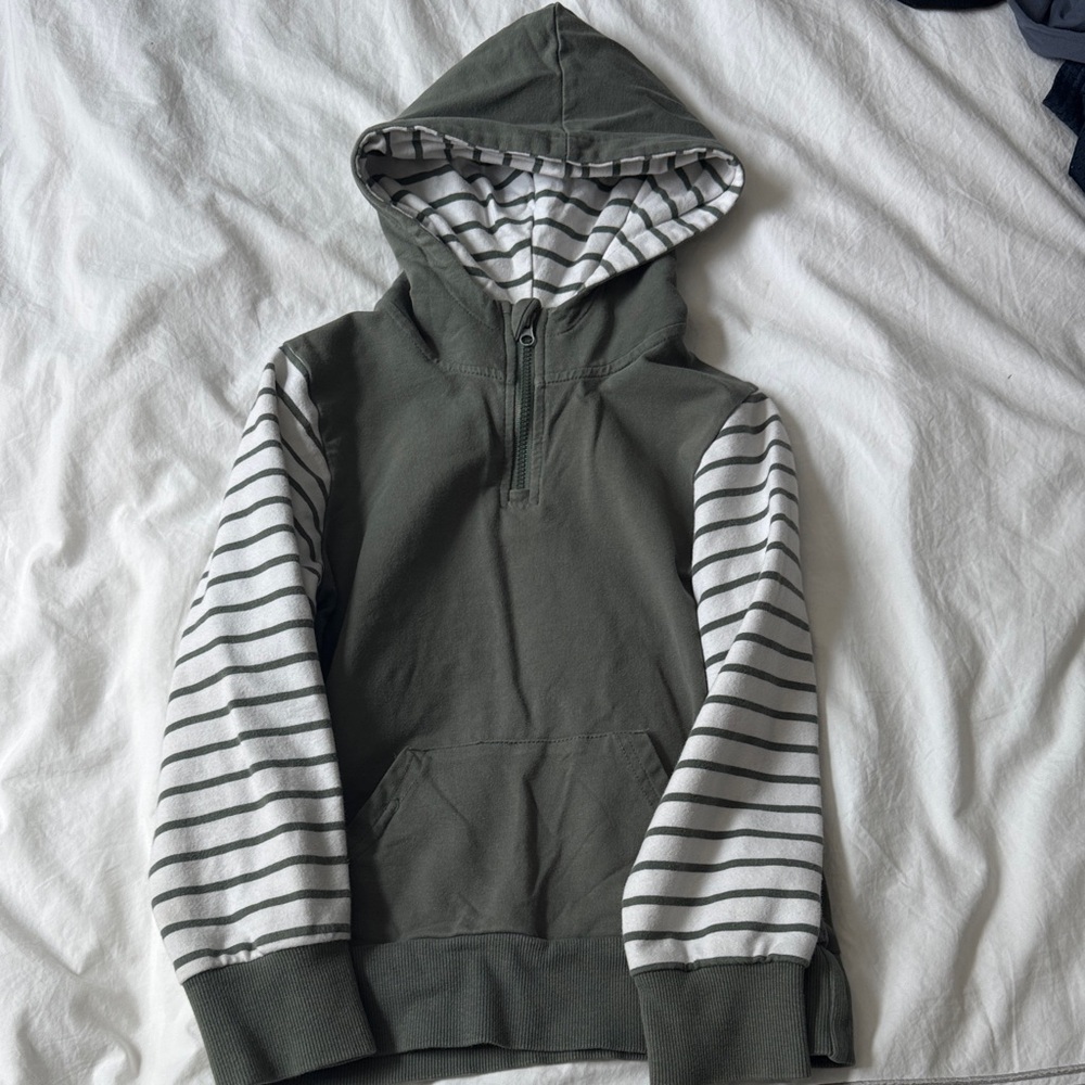 Little Bipsy Olive and White Striped Men's Hoodie Sweater